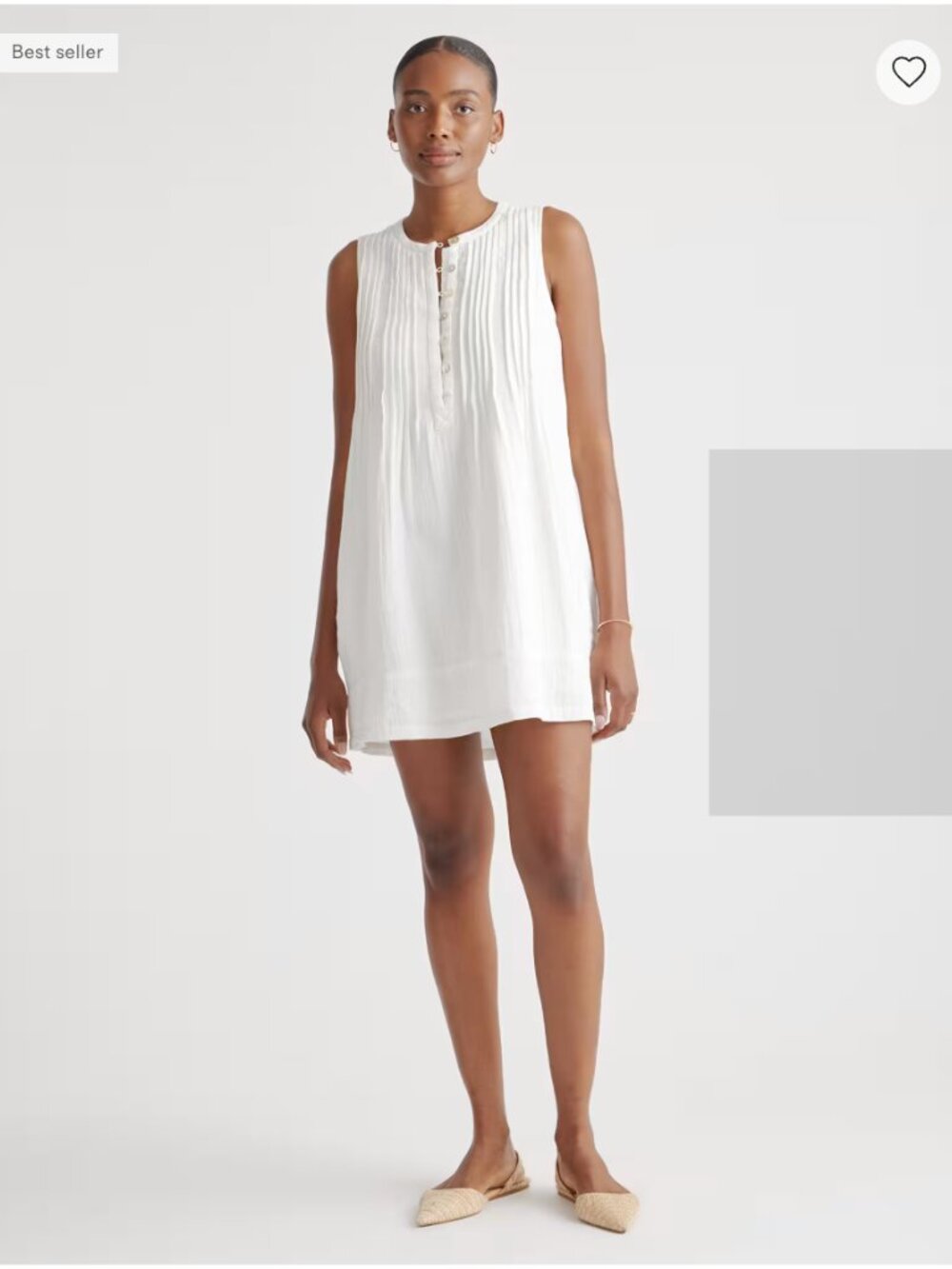 Quince 100% Organic Cotton Gauze Sleeveless Swing Dress - Large